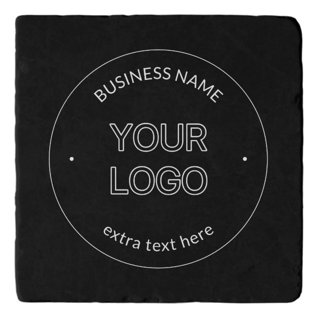 Editable Logo Replacement & Business Name | Black Trivet (Front)