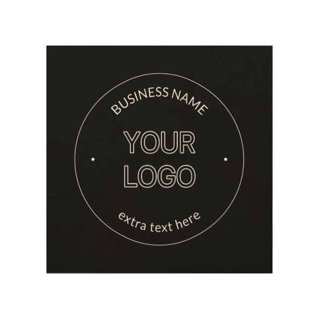 Editable Logo Replacement & Business Name | Black Wood Wall Art (Front)