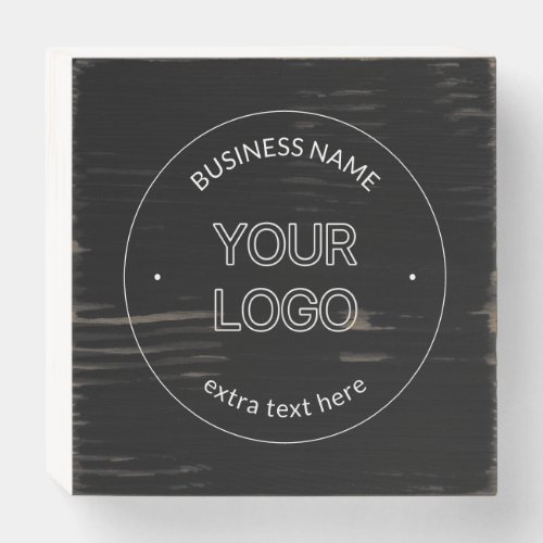 Editable Logo Replacement  Business Name  Black Wooden Box Sign