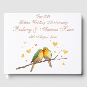 Editable Love Birds Wedding Anniversary Foil Guest Book