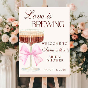 Editable Love Is Brewing Welcome Sign Template