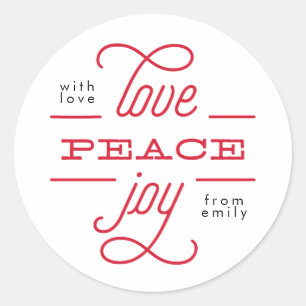 editable LOVE PEACE JOY to you Holiday Sticker