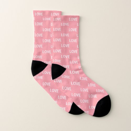 Editable Love Text on Light Pink Socks