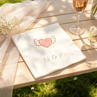 Editable Love Wings and Heart Napkins