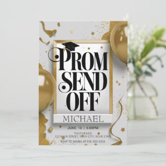 Editable Luxurious Black Gold Prom Send Off Invitation