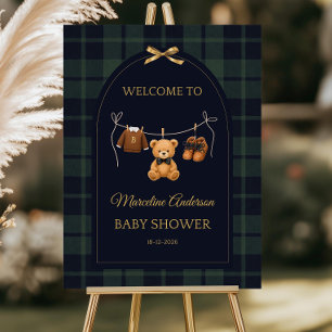 Editable Luxury Polo Teddy Bear Baby Shower Sign