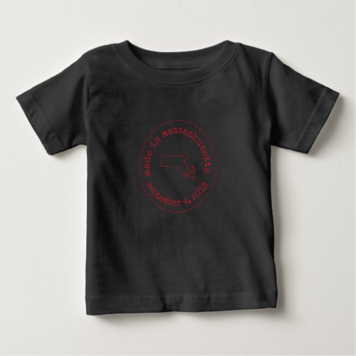 Editable Made in Massachusetts Stamp of Approval Baby T_Shirt