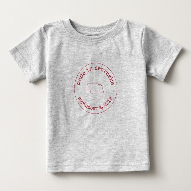 Editable Made in Nebraska Stamp of Approval Baby T-Shirt (Front)