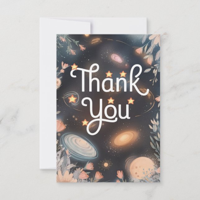 Editable Magical Galaxy Celestial Thank You Card (Front)