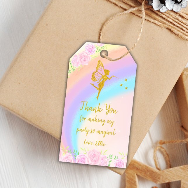 Editable Magical Garden Party Favor Labels (Fairy Birthday Gift Tags)