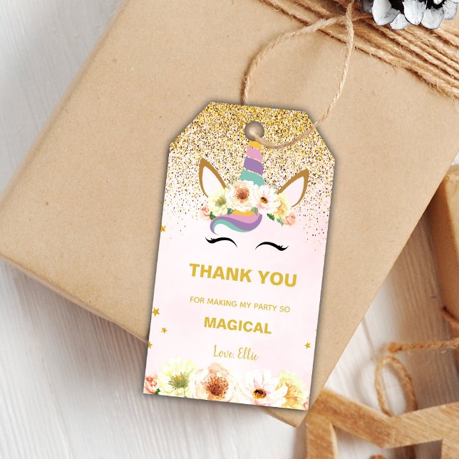 Editable Magical Party Favor Labels (Glitter Unicorn Birthday Gift Tags)