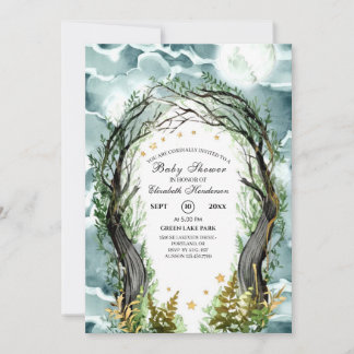 Editable Magical Woodland Forest Baby Shower Invitation