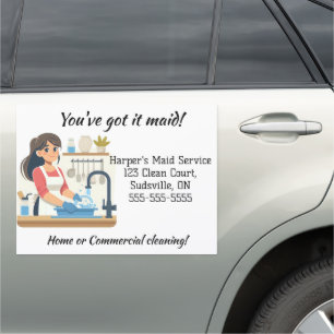 Editable Maid Cleaning Services Car Magnet