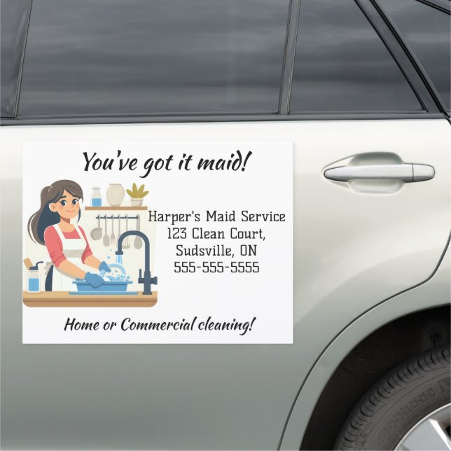 Editable Maid Cleaning Services Car Magnet (In Situ)
