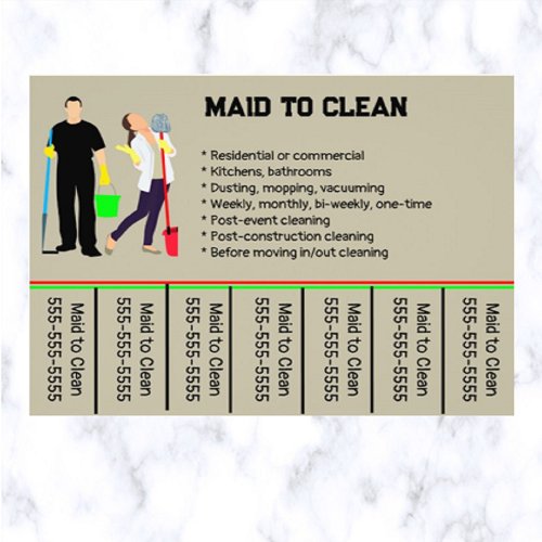 Editable Maid Services Phone Number Flyer