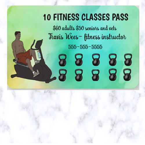 Editable Male 10 Fitness Classes Pass  Discount Card