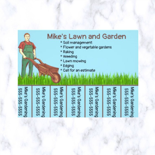 Editable Male Lawn and Garden Care Phone Number  Flyer (What a great way to advertise your gardening cover!)
