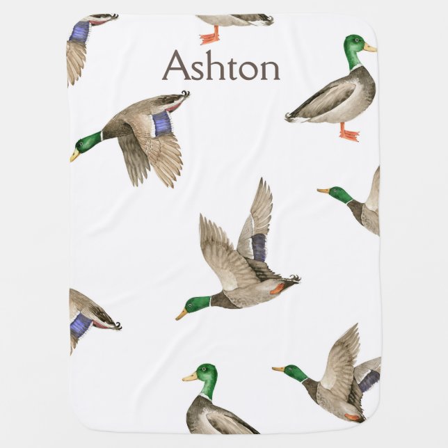 Editable Mallard Duck Baby Blanket (Front)