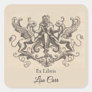Editable Man And Two Griffins Bookplate