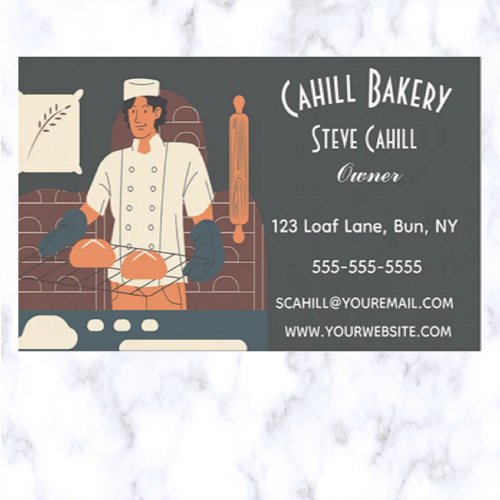 Editable Man in a Bakery Business Card