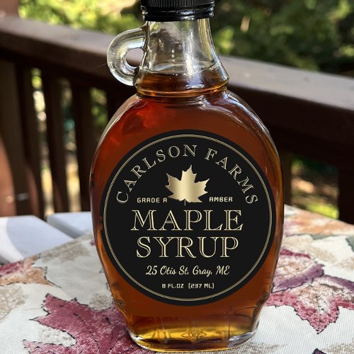Editable Maple Syrup Gold Maple Leaf Label