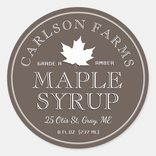 Editable Maple Syrup White Maple Leaf Label