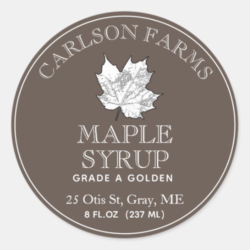 Editable Maple Syrup White Maple Leaf Label