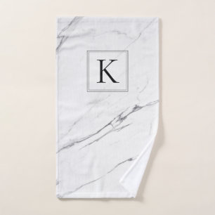 Editable Marble Monogram Hand Towel