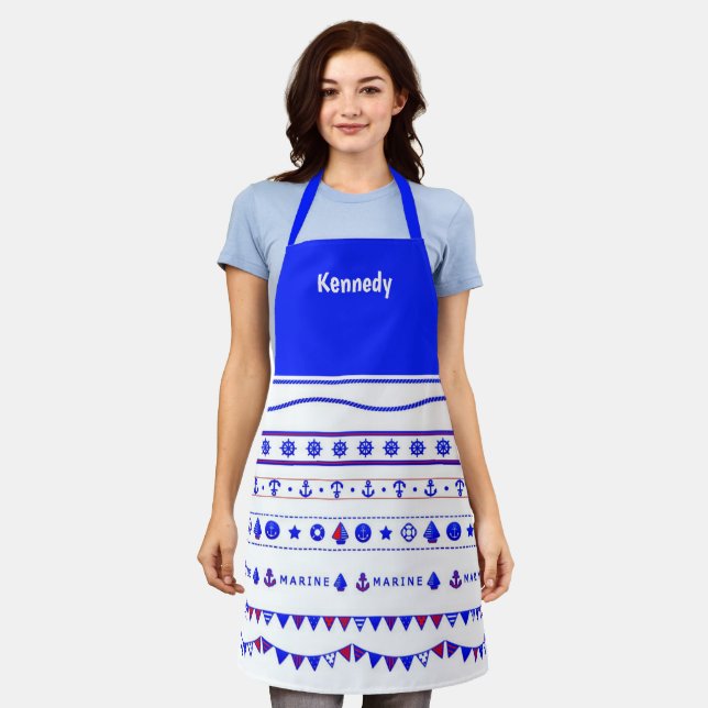 Editable Marine Print Apron (Worn)