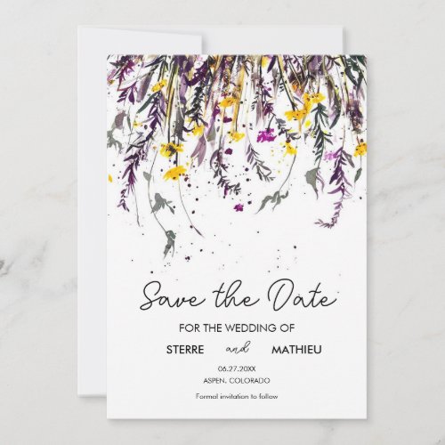 Editable Meadow Wildflowers  Save The Date