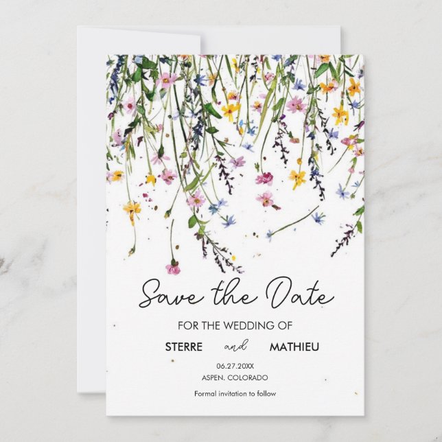 Editable Meadow Wildflowers Save The Date (Front)