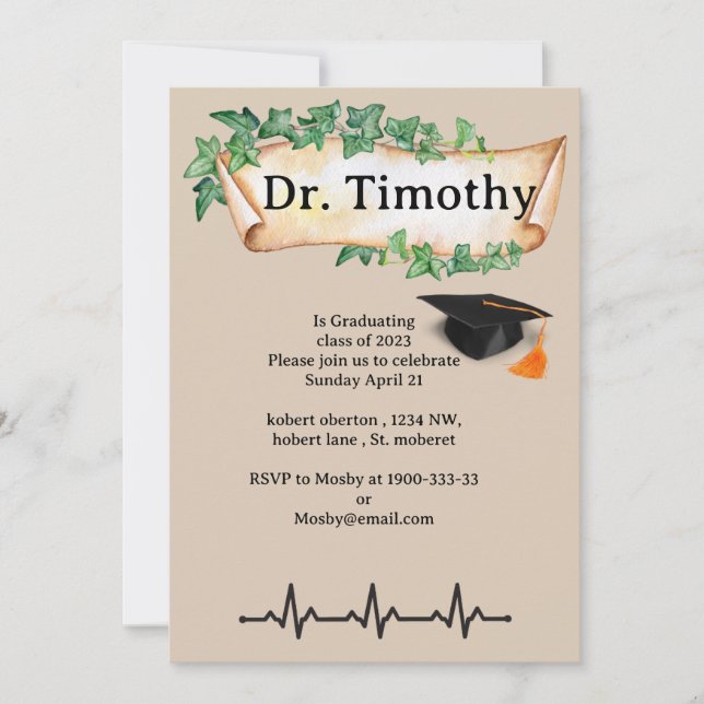 Editable Medical student graduation invitation (Front)
