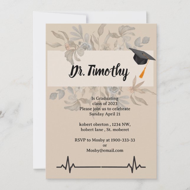 Editable Medical Student Graduation Invitations (Front)