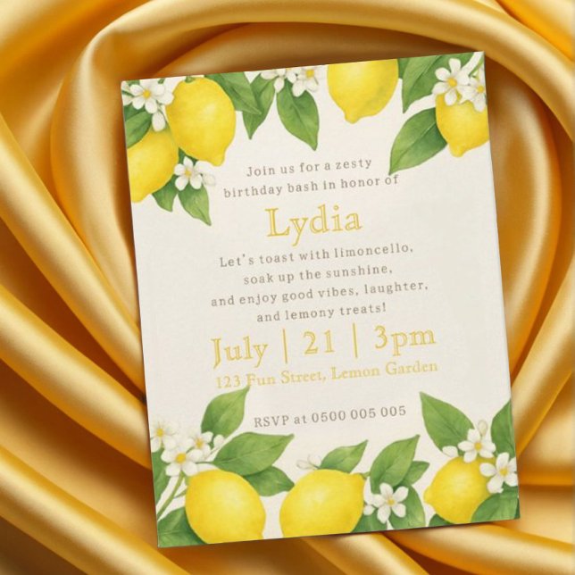 Editable Mediterranian Limoncello Birthday  Invitation (Creator Uploaded)