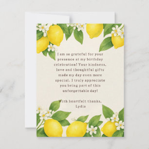 Editable Mediterranian Limoncello Birthday Thank You Card