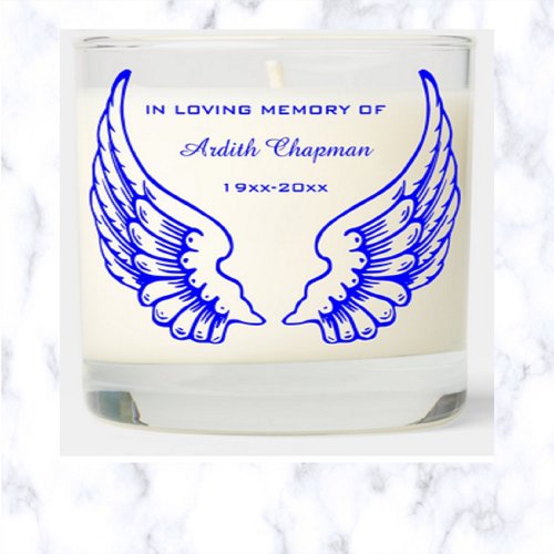 Editable Memorial Angel Wings Scented Candle