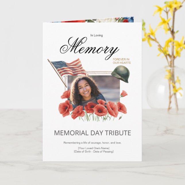 Editable Memorial Day Photo Card Template (Yellow Flower)