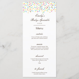 Editable Menu, Baby Sprinkle Party Menu, Ice Cream Menu