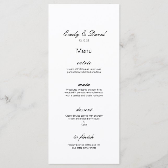 Editable Menu, Wedding Menu, Baby Shower, Bridal Menu (Front)