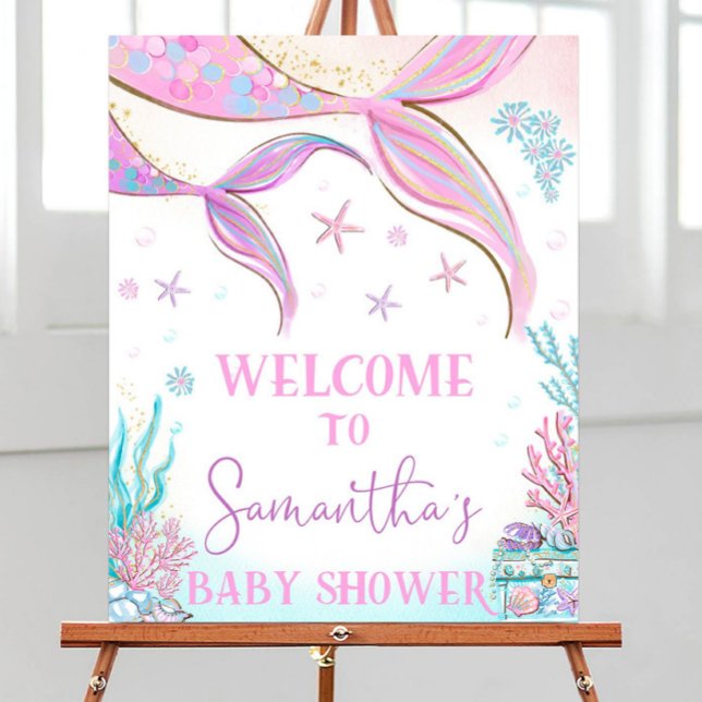 Editable Mermaid Baby Shower Welcome Sign, Under  Foam Board (Creator Uploaded)