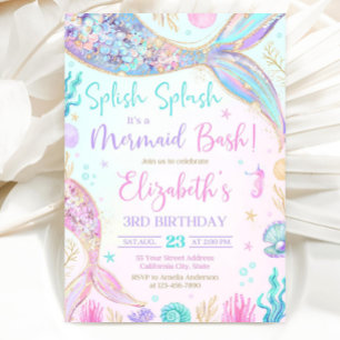 Editable Mermaid Birthday Invitation, Mermaid Invi Invitation