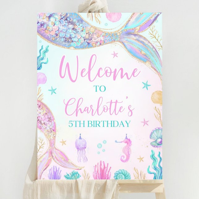Editable Mermaid Birthday Welcome Sign Mermaid Bas (Creator Uploaded)