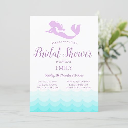 Editable Mermaid Bridal Shower Baby Shower  Invitation