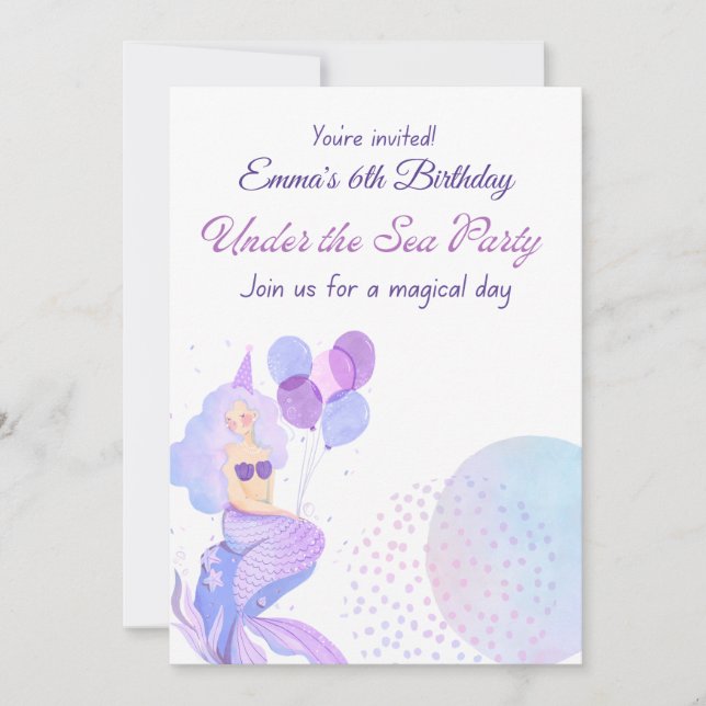 Editable Mermaid Invitation (Front)