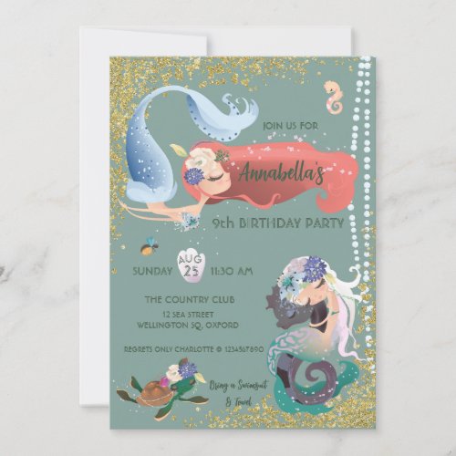 Editable Mermaid Invitation