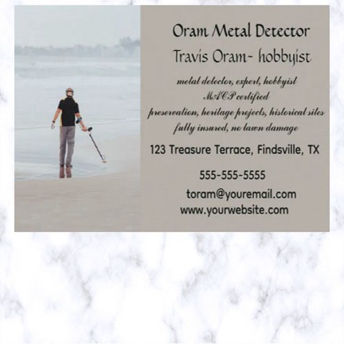 Editable Metal Detector Hobbyist Treasure Hunter Business Card