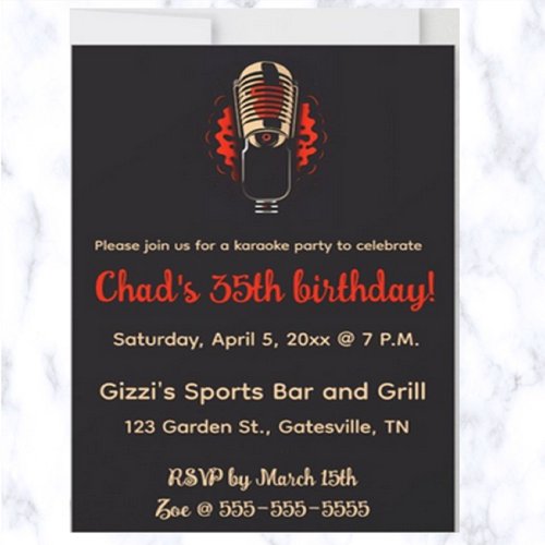 Editable Microphone Karaoke Party Invitation