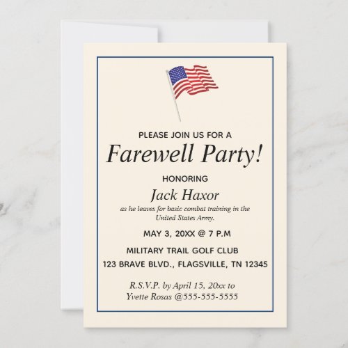Editable Military Farewell Party  Invitation