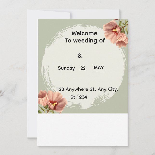 Editable Minimal Floral Wedding Invitation (Front)