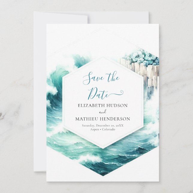 Editable Minimal Nautical Wedding Save The Date (Front)